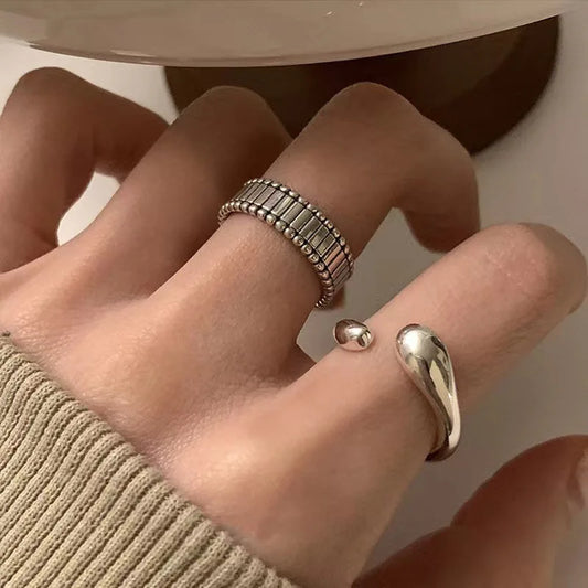 Vintage Silver Color Minimalist Geometric Metal Ring Set Punk Irregular Finger Ring for Women Men Fashion Jewelry Party Gift2025